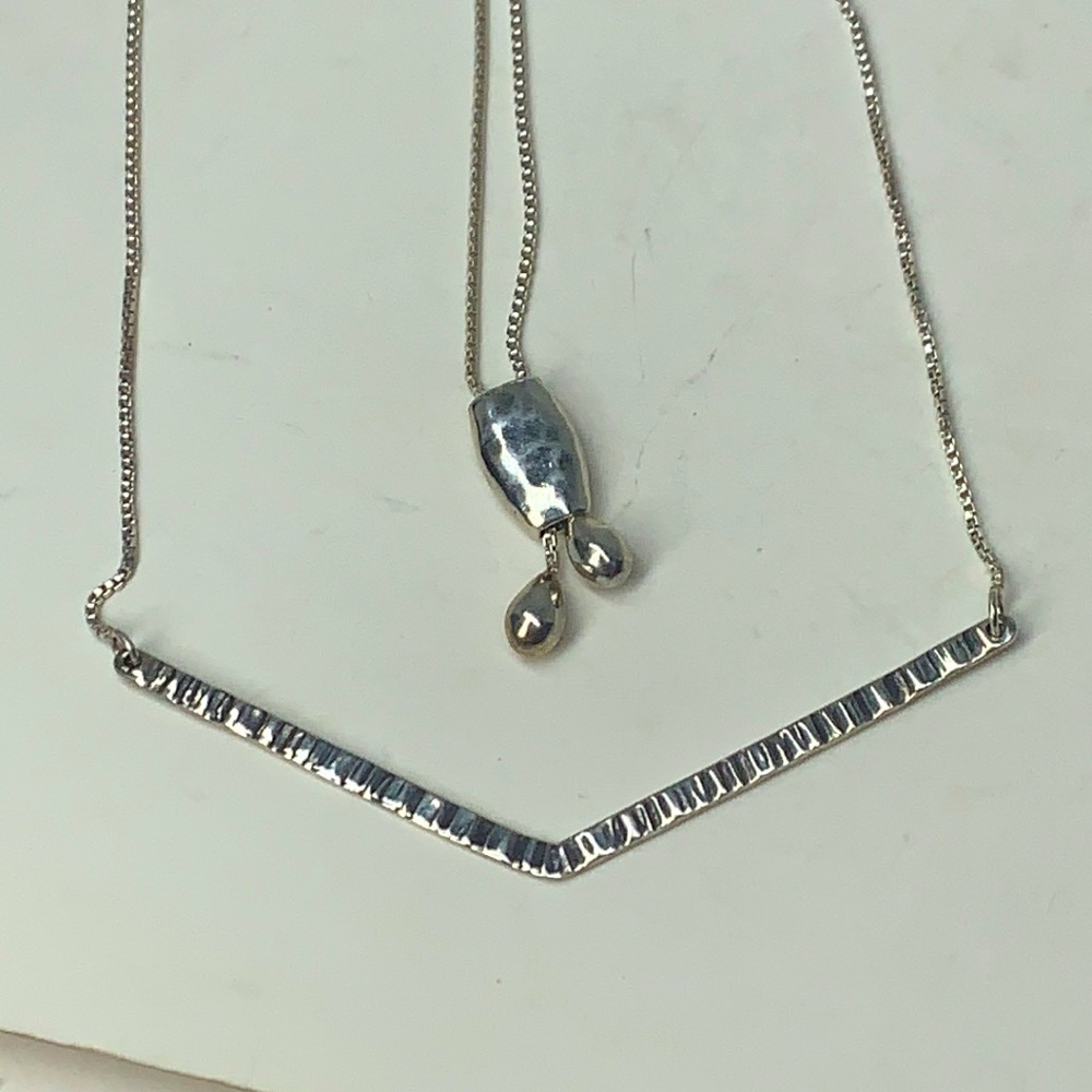 EUC Silpada ‘Apex’ Chevron sterling silver necklace N3437 — 36” adjustable slide